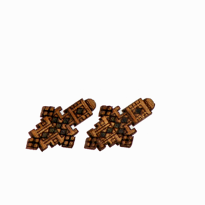 Handcrafted wooden earrings engraved with the Ethiopian Lalibela cross design, symbolizing heritage and faith.