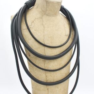 Aphrodite Multi-Strand Layered Necklace (Recycled Rubber) - Magnetic Clasp